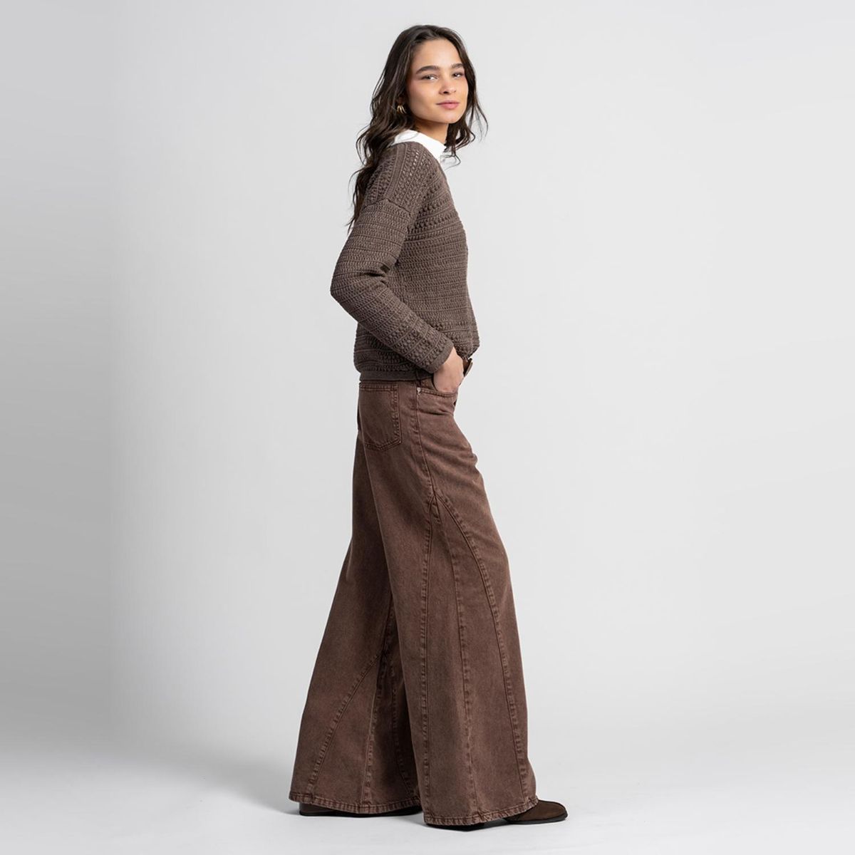 LOLITA LPK - Jeans Palazzo Tiro Alto Bernarda Café Mujer Lolita LPK