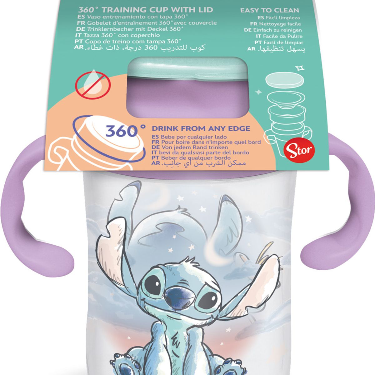 DISNEY - Vaso Antiderrame 360 Con Asas 395Ml Stitch Disney