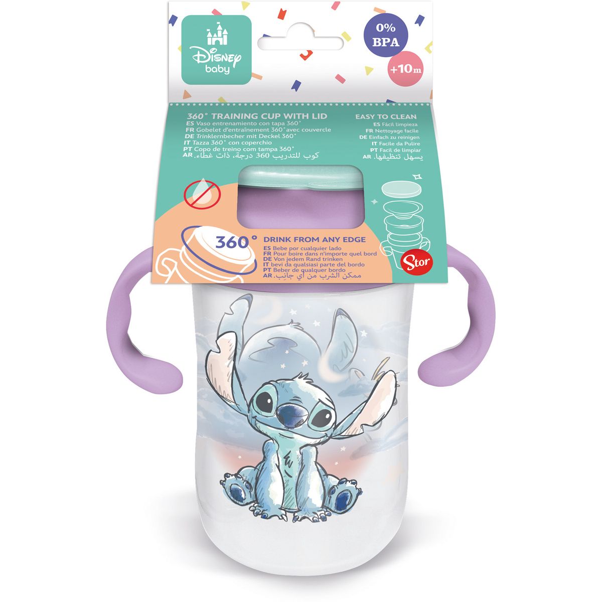 DISNEY - Vaso Antiderrame 360 Con Asas 395Ml Stitch Disney
