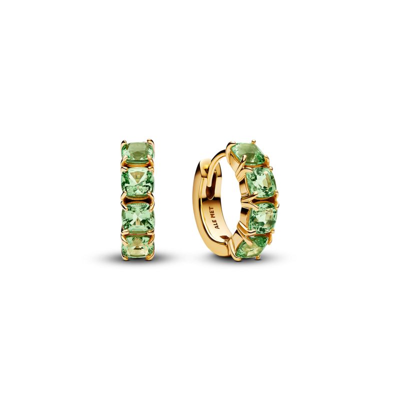 PANDORA - Aretes de Aro Verdes Mujer Pandora