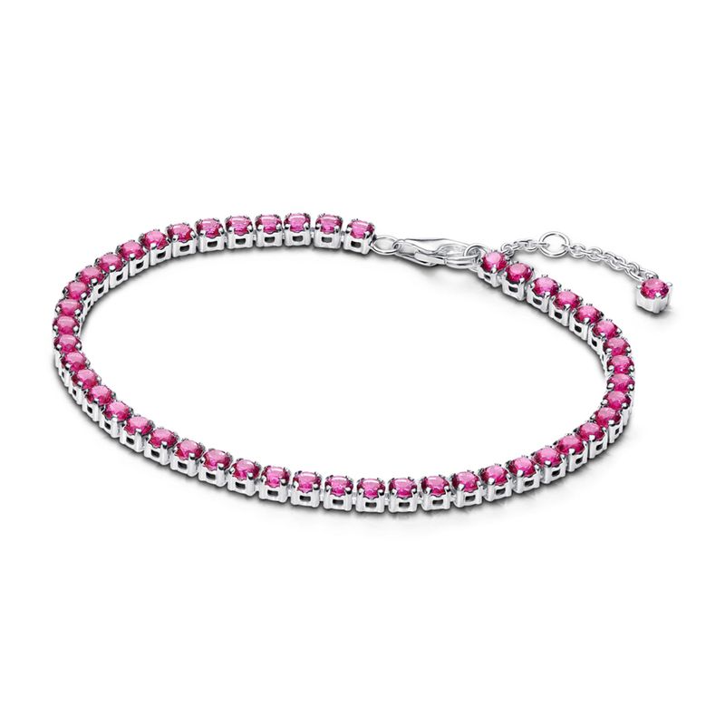 PANDORA - Brazalete Tenis Rosa Brillante Mujer Pandora