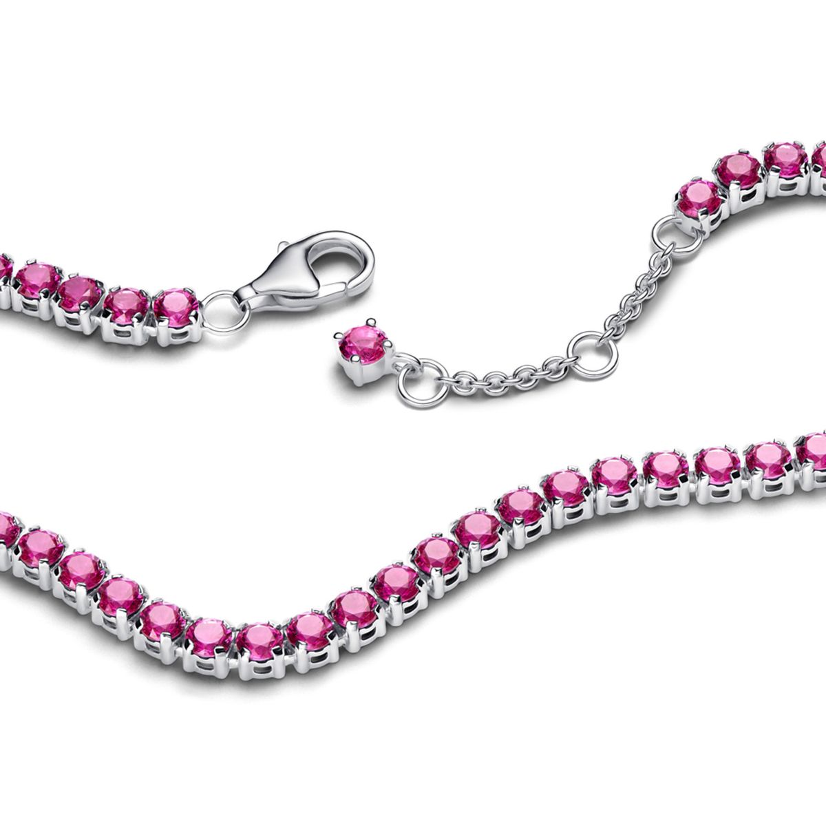 PANDORA - Brazalete Tenis Rosa Brillante Mujer Pandora