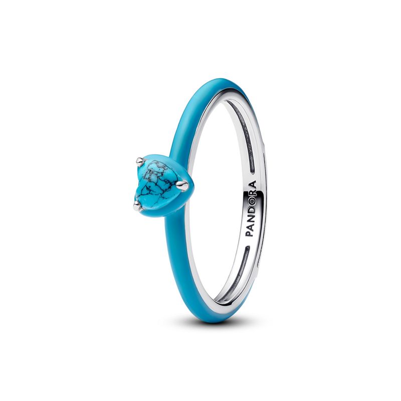 PANDORA - Anillo Gema Corazon Turquesa Mujer Pandora