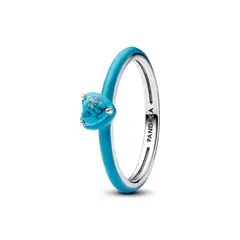 PANDORA - Anillo Gema Corazon Turquesa Mujer