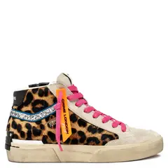 CRIME LONDON - Zapatilla Urbana Mujer Cuero Animal Print