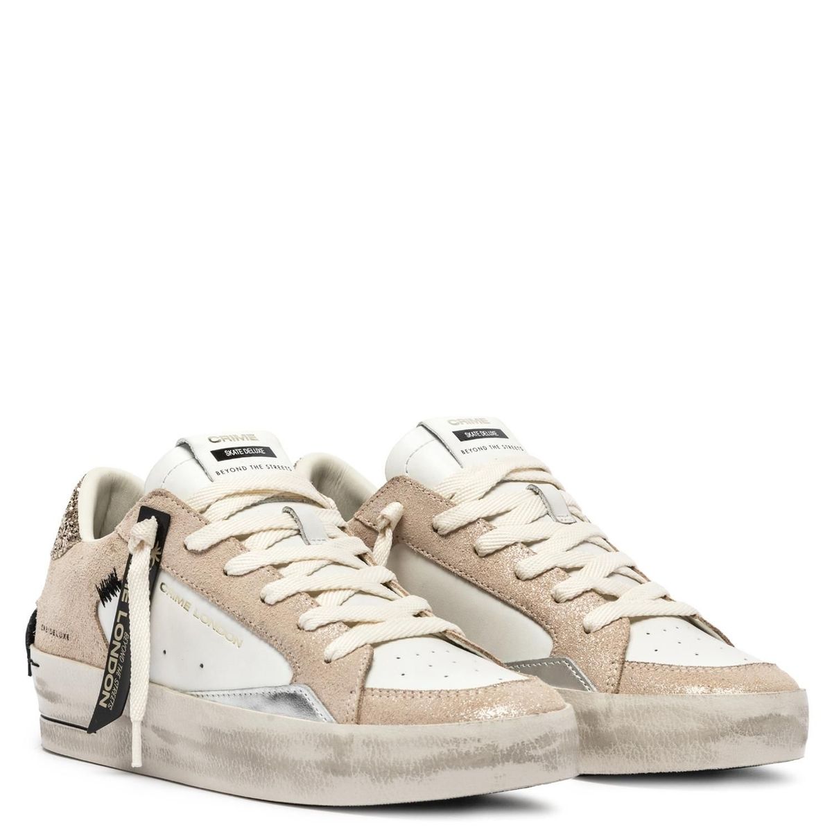 CRIME LONDON - Zapatilla Urbana Mujer Cuero Gris Crime London