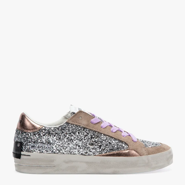 Zapatilla Urbana Mujer Cuero Plateado