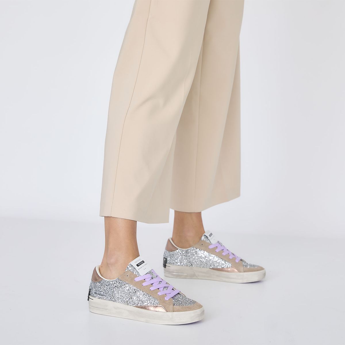 CRIME LONDON - Zapatilla Urbana Mujer Cuero Plateado Crime London