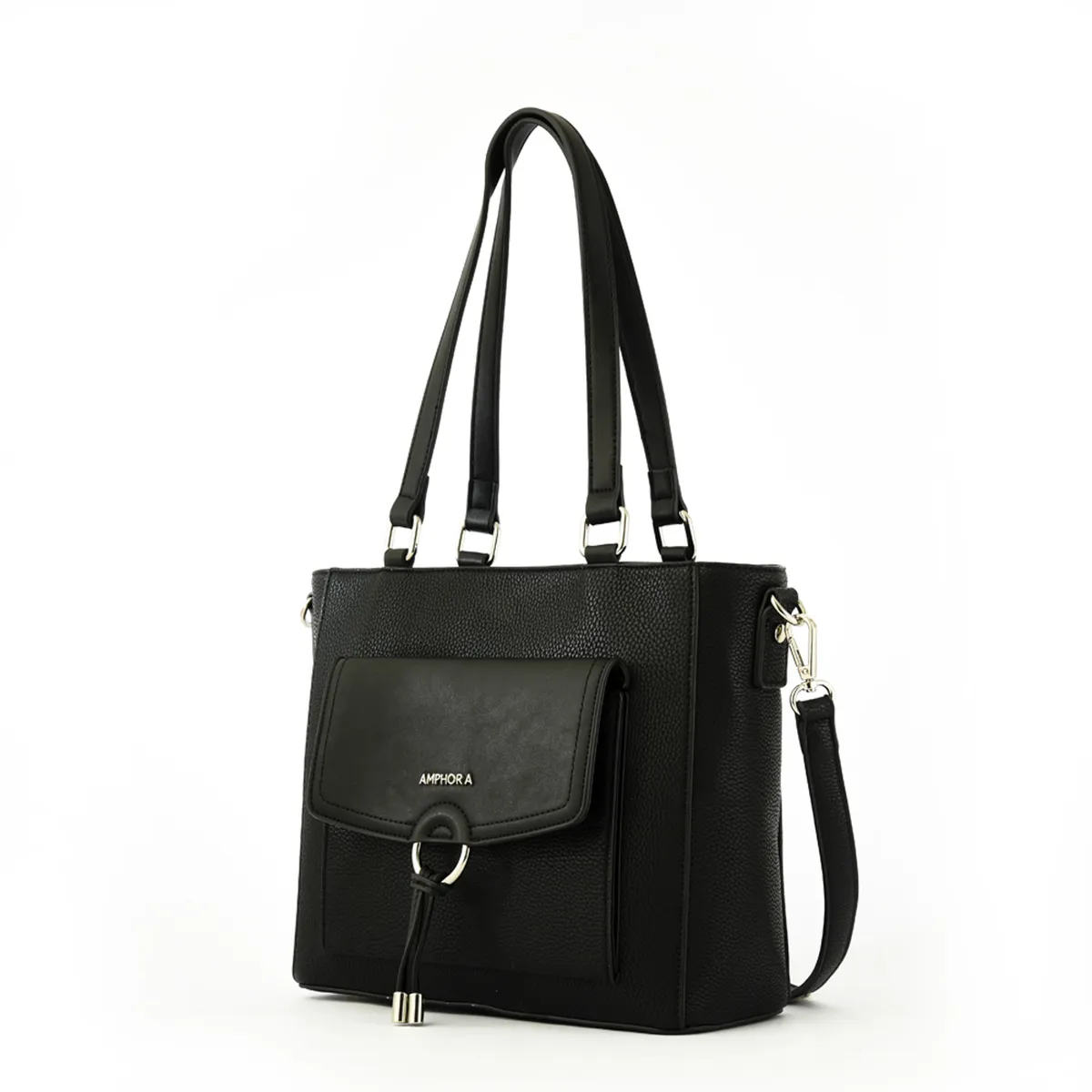 AMPHORA - Cartera Dos Asas Mediana Antalya Negro Amphora