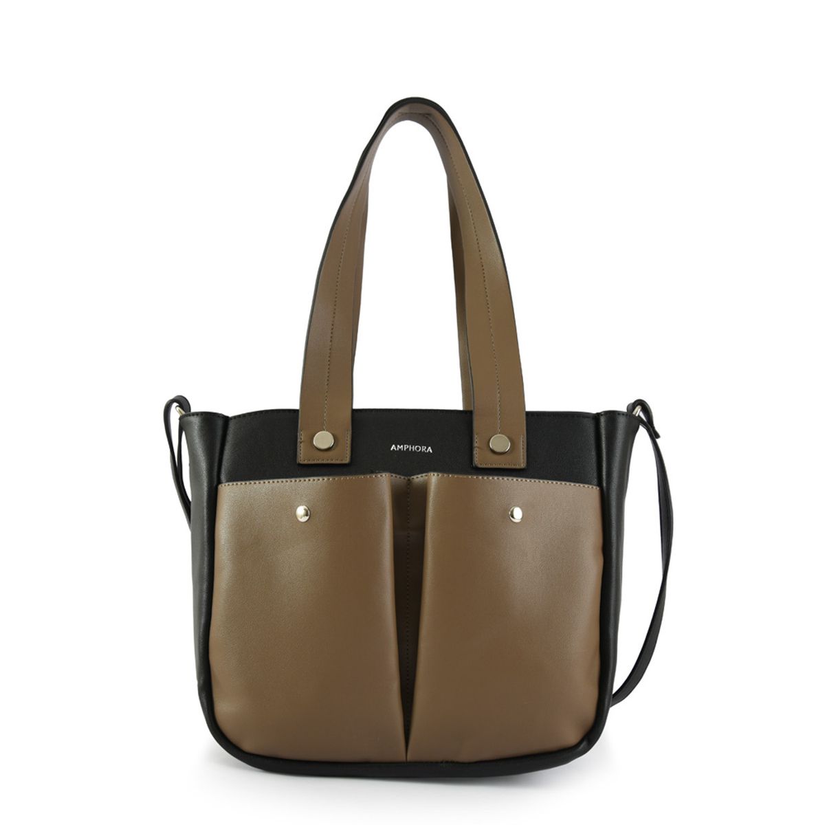 AMPHORA - Cartera Dos Asas Grande Brisbane Negro Amphora
