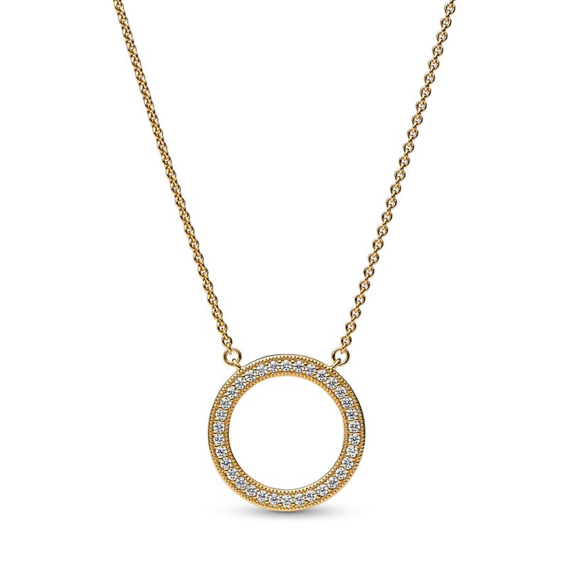 PANDORA - Collar Círculo De Pavé Y Corazones De Pandora Signature Mujer Pandora