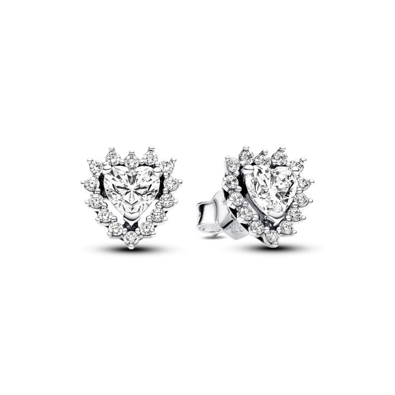 PANDORA - Aros En Plata Halo De Corazón Mujer Pandora