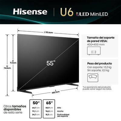 Imagen 2 del producto Smart Tv MiniLed 55"" 55U6QV 4K
