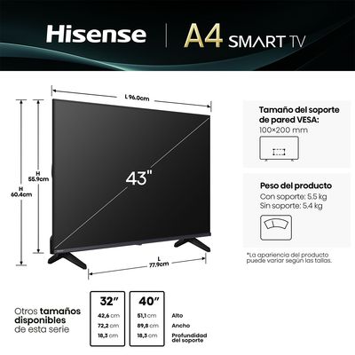 Imagen 2 del producto Smart Tv LED 43"" 43A4NV FHD