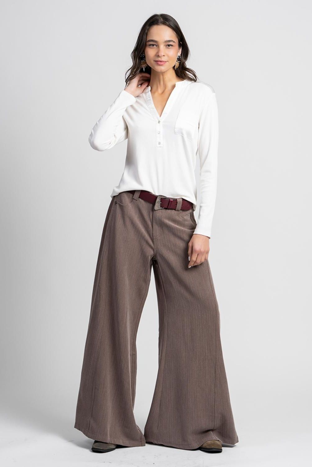 LOLITA POCKET - Pantalón Wide Leg Tiro Medio Mujer Lolita Pocket