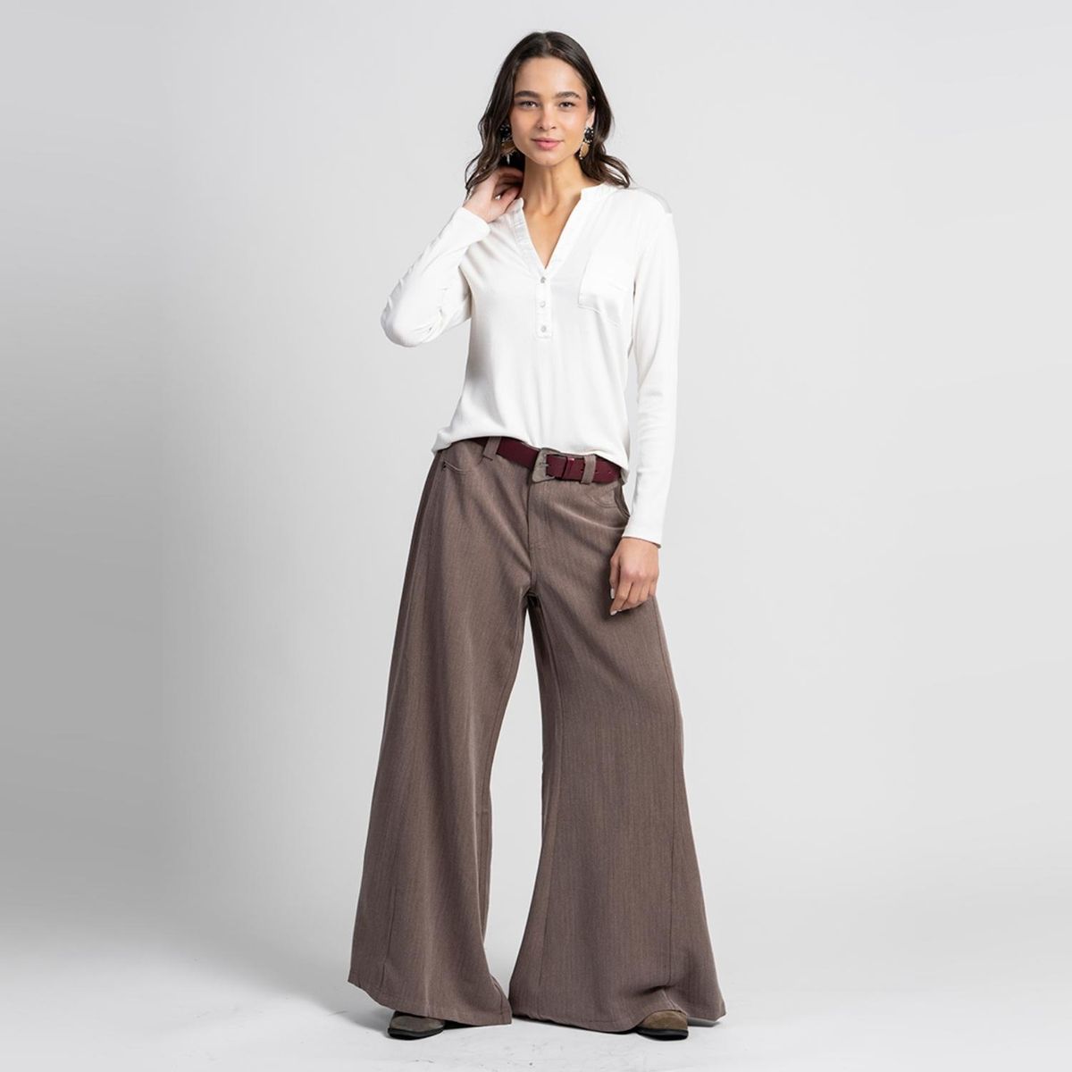 LOLITA POCKET - Pantalón Wide Leg Tiro Medio Mujer Lolita Pocket
