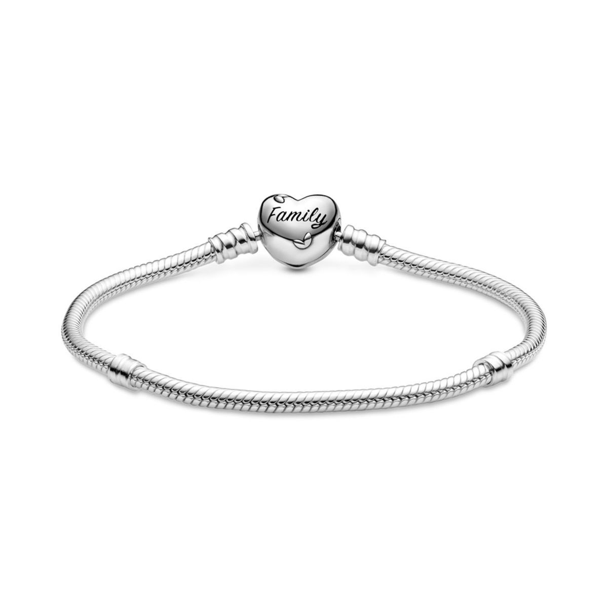 PANDORA - Pulsera Cadena Serpiente Cierre De Corazón Familia Mujer Pandora