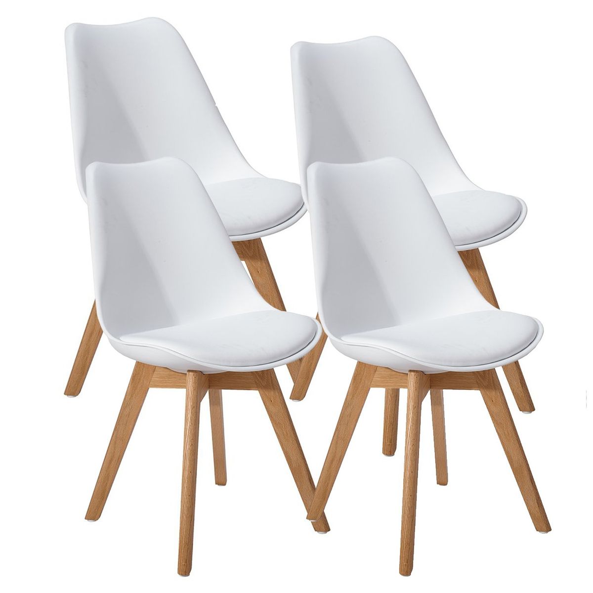 NOVAHUS - Pack 4 Sillas Eames Tulip con Cojín Blanco
