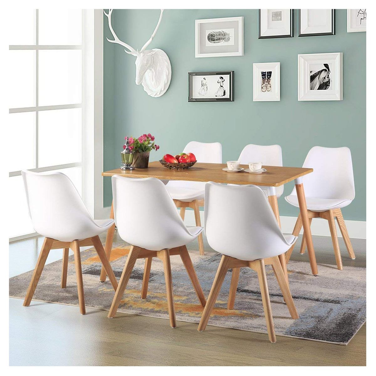 NOVAHUS - Pack 4 Sillas Eames Tulip con Cojín Blanco