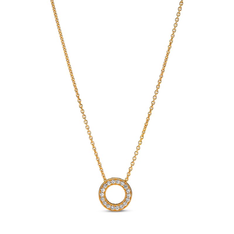 PANDORA - Collar Círculo en Pavé Logotipo de  Mujer Pandora