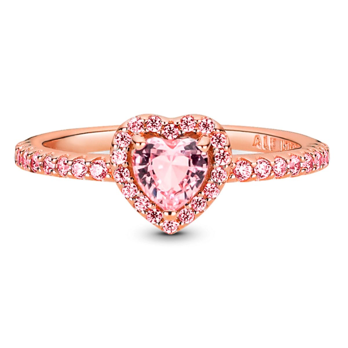 PANDORA - Anillo Corazón Brillante Elevado Rosa Mujer Pandora