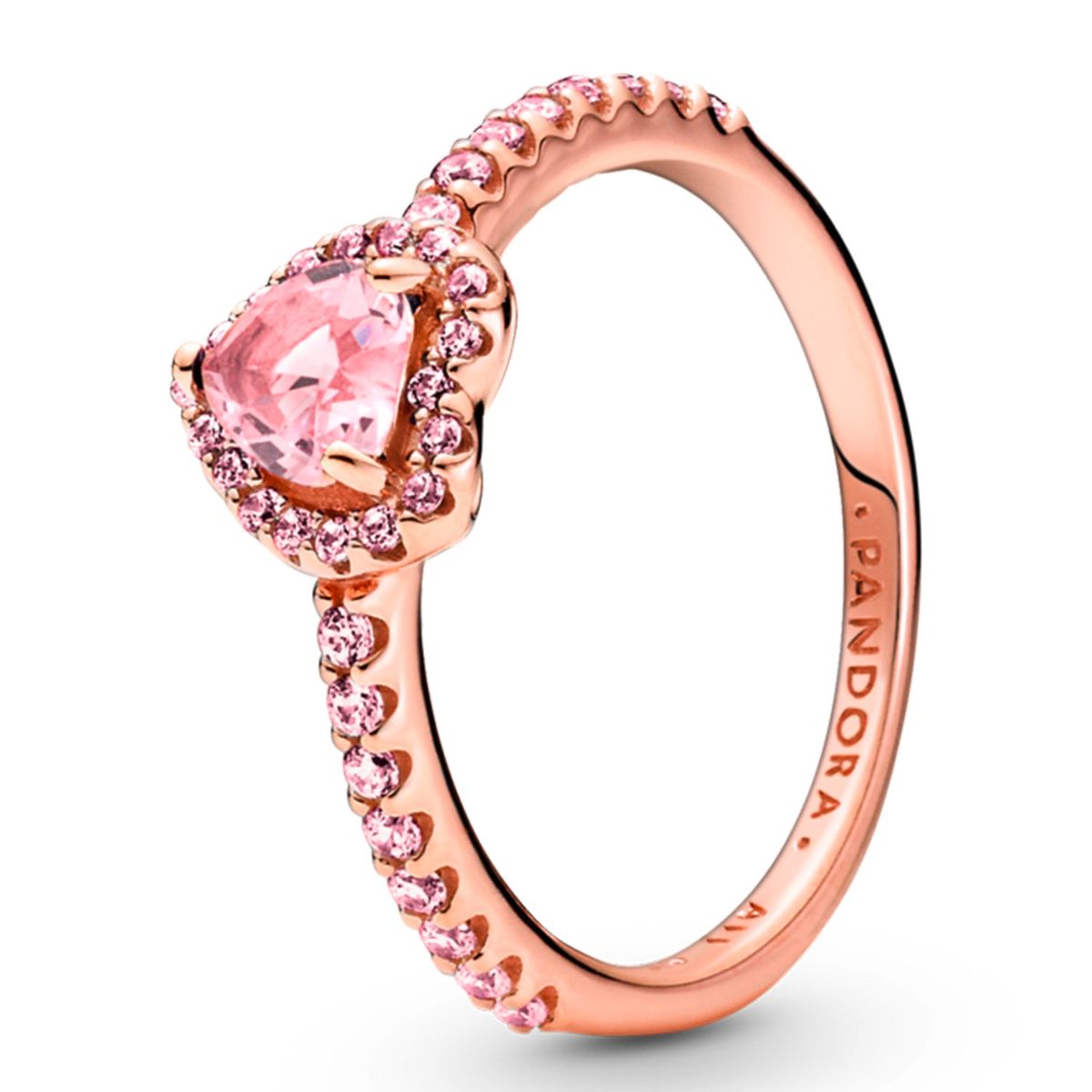 PANDORA - Anillo Corazón Brillante Elevado Rosa Mujer Pandora