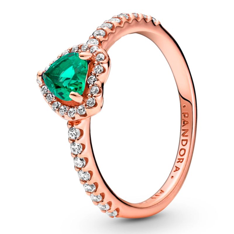 PANDORA - Anillo Corazón Brillante Elevado Verde Mujer Pandora