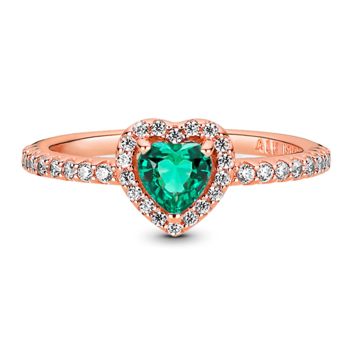 PANDORA - Anillo Corazón Brillante Elevado Verde Mujer Pandora
