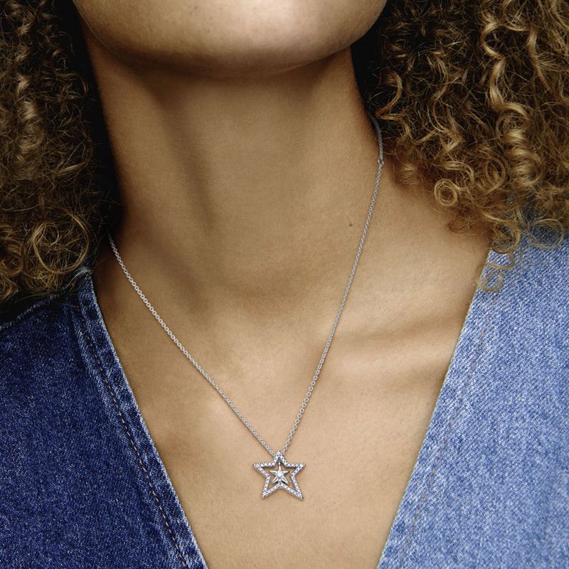 PANDORA - Collar Estrella Asimétrica En Pavé Mujer Pandora