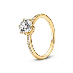 PANDORA - Anillo Solitario Corona Brillante Transparente Mujer