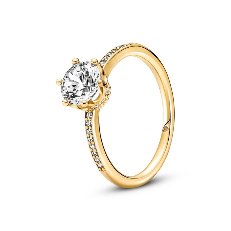 PANDORA - Anillo Solitario Corona Brillante Transparente Mujer Pandora