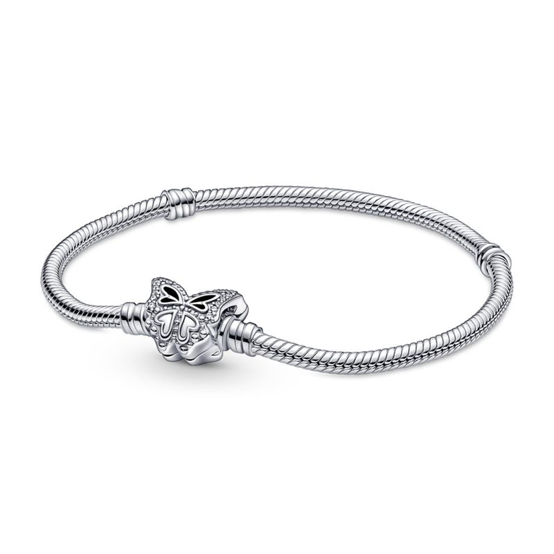 PANDORA - Brazalete Pandora Moments Cadena De Serpiente Cierre Mariposa Mujer Pandora