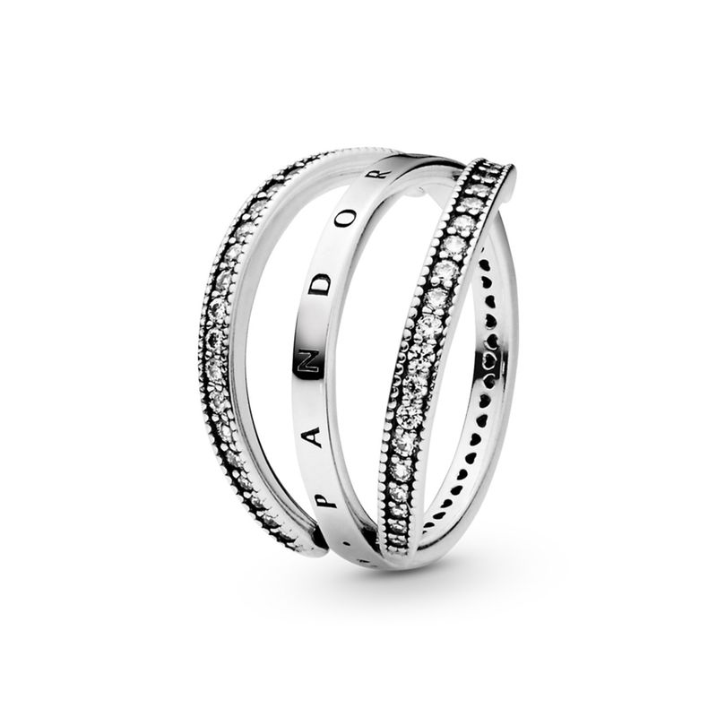 PANDORA - Anillo En Plata De Ley Corazones Girando Mujer Pandora