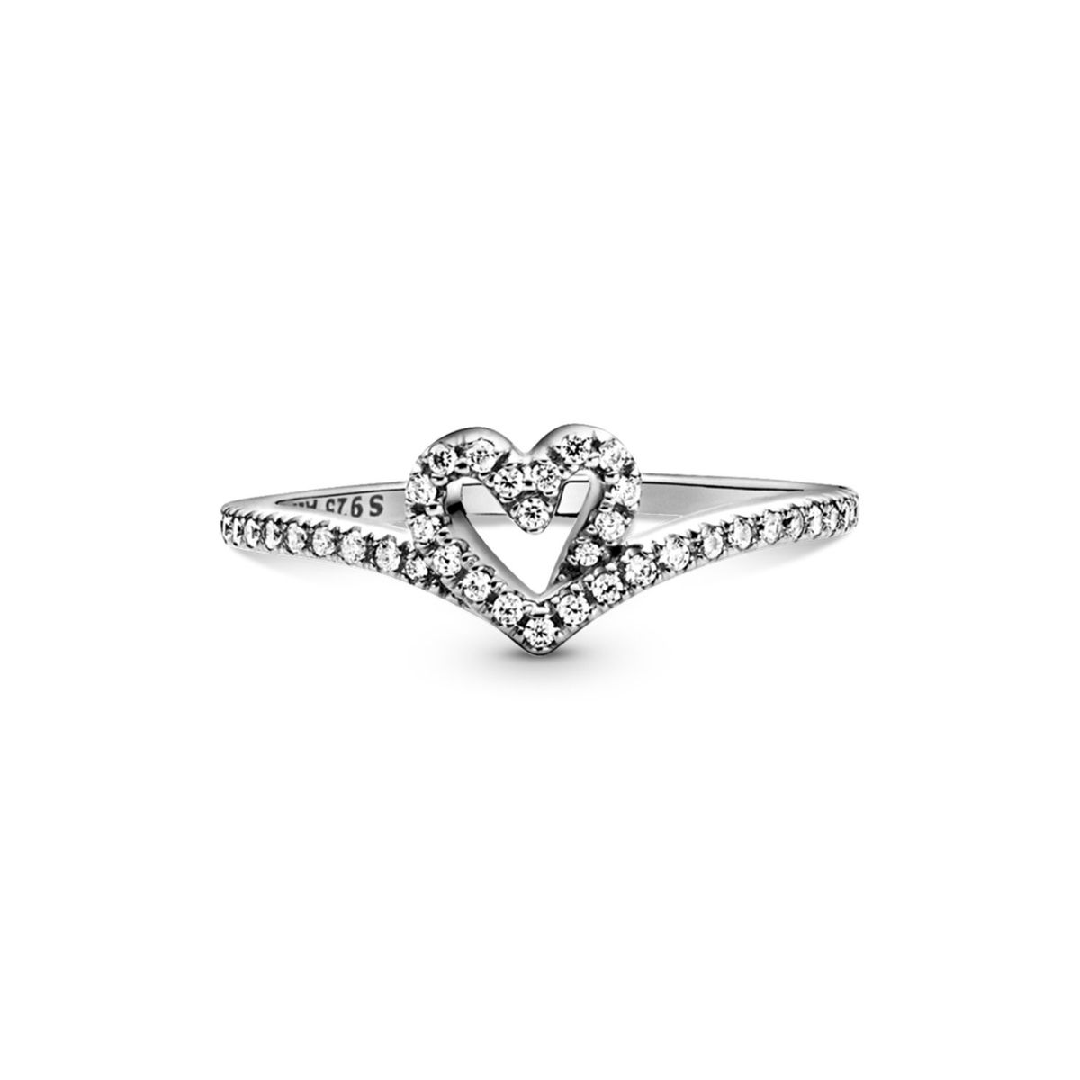 PANDORA - Anillo En Plata De Ley Corazón Deseo Brillante Mujer Pandora