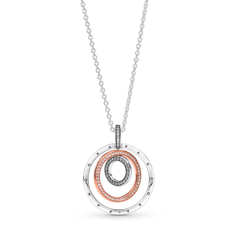 PANDORA - Collar Colgante Círculos en Dos Tonos  Mujer Pandora
