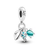 Charm Colgante Triple Pez Tortuga Marina Y Concha Mujer