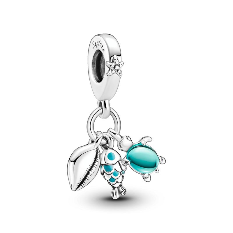 PANDORA - Charm Colgante Triple Pez Tortuga Marina Y Concha Pandora Mujer Pandora