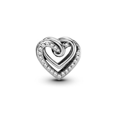Imagen 2 del producto Charm Plata Ley Corazones Brillantes Entrelazados Mujer