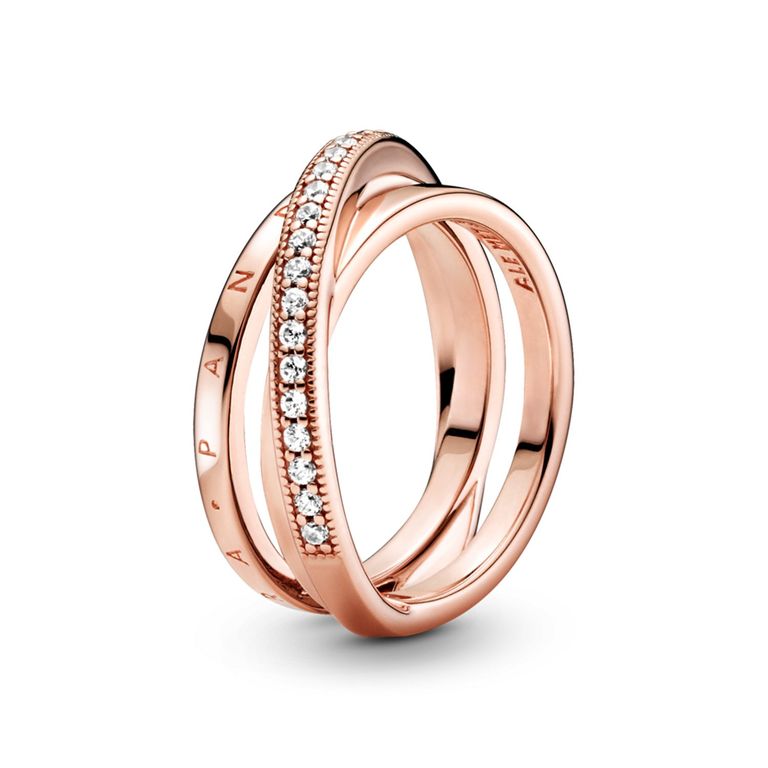 Anillo Cruzado Triple Alianza En Pave Mujer 54