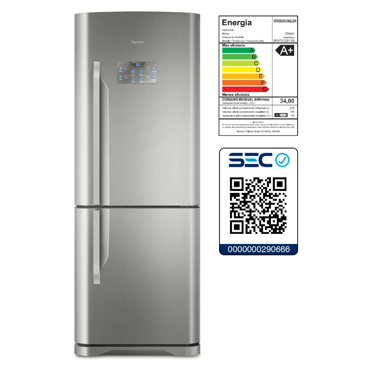 FENSA - Refrigerador Fensa No Frost Bottom Freezer 454 lt BFX70