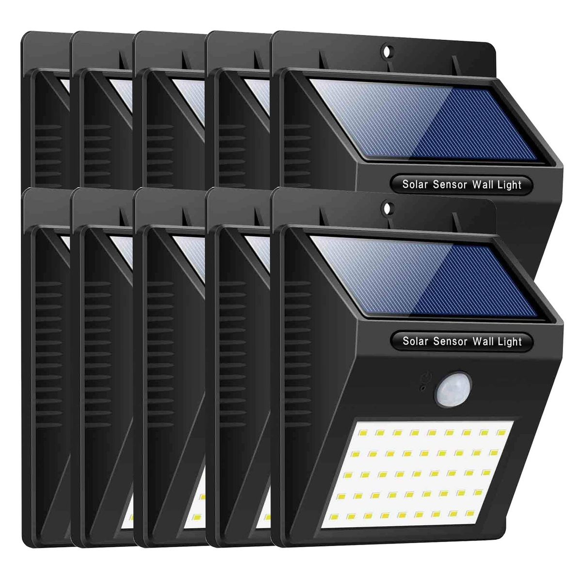 ASIAMERICA - Pack 10 Focos 20 Led Solar Sensor de Movimiento