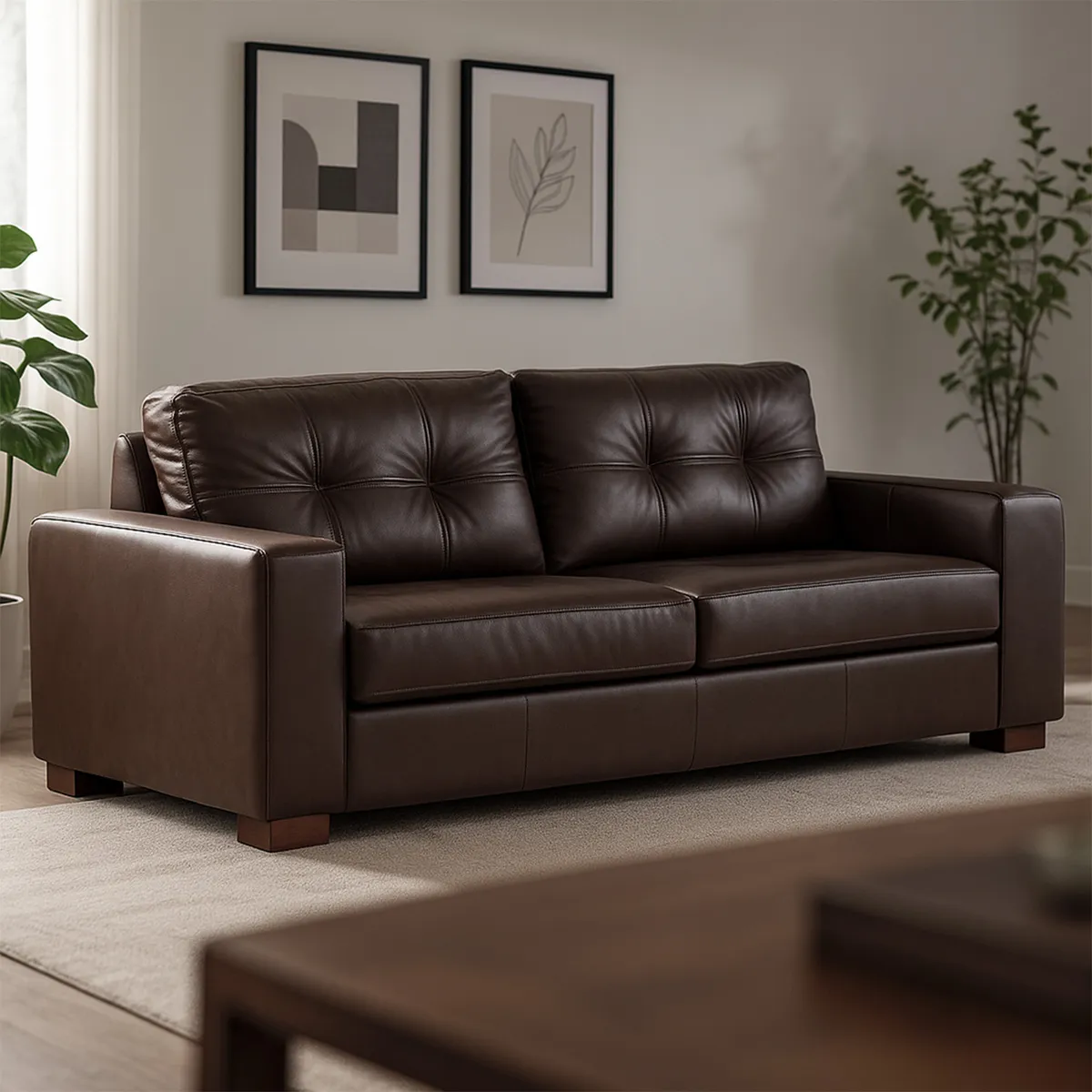 ROSEN - Sofá 3 Cuerpos Cuero Salerno Rosen