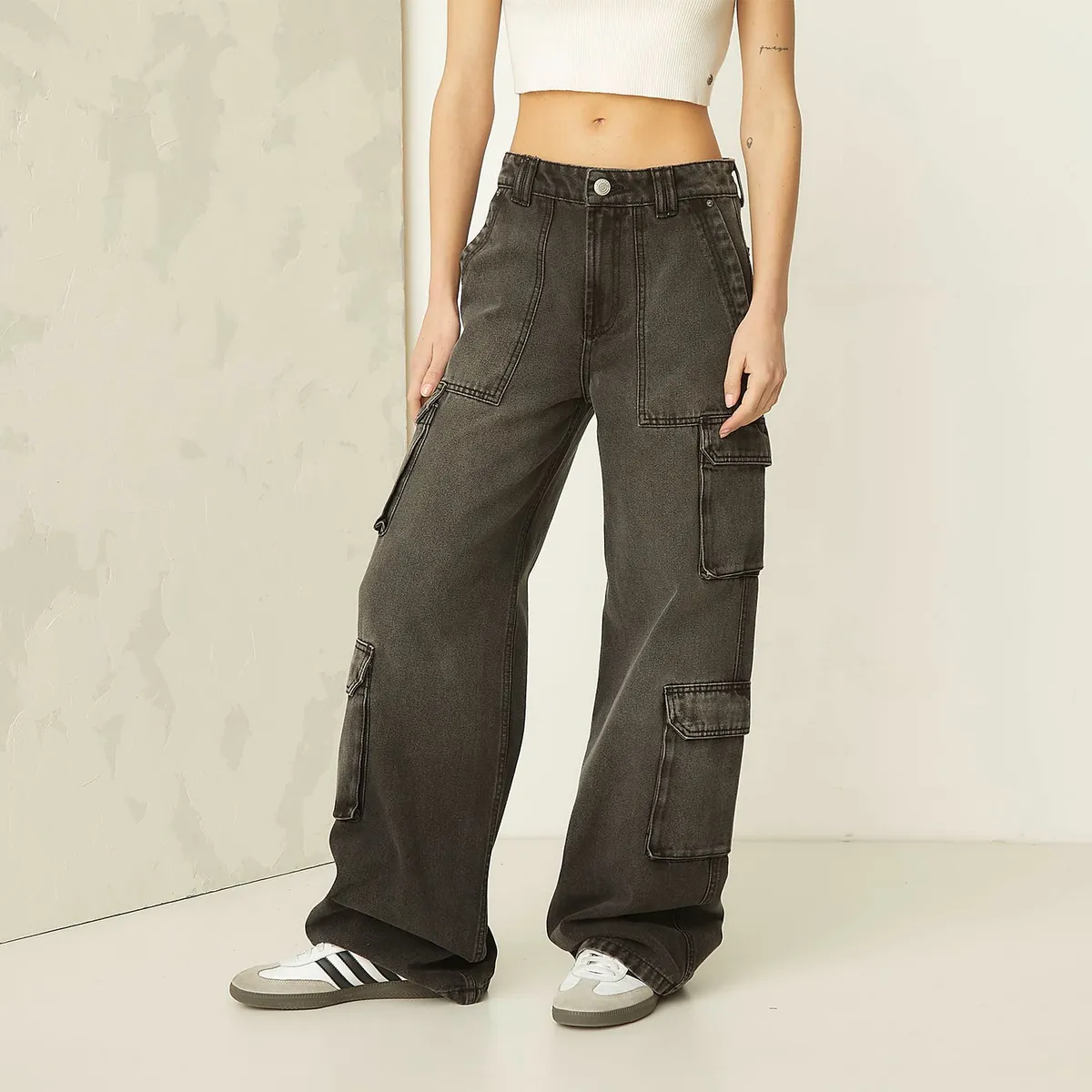 AMERICANINO - Jeans Cargo Tiro Alto Mujer Americanino