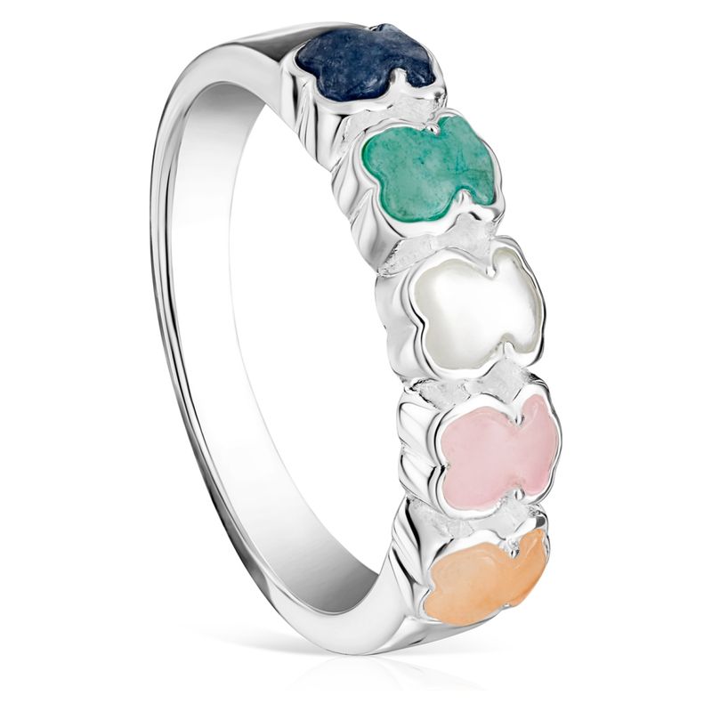TOUS - Anillo Mini New Color De Plata Y Gemas Mujer Tous