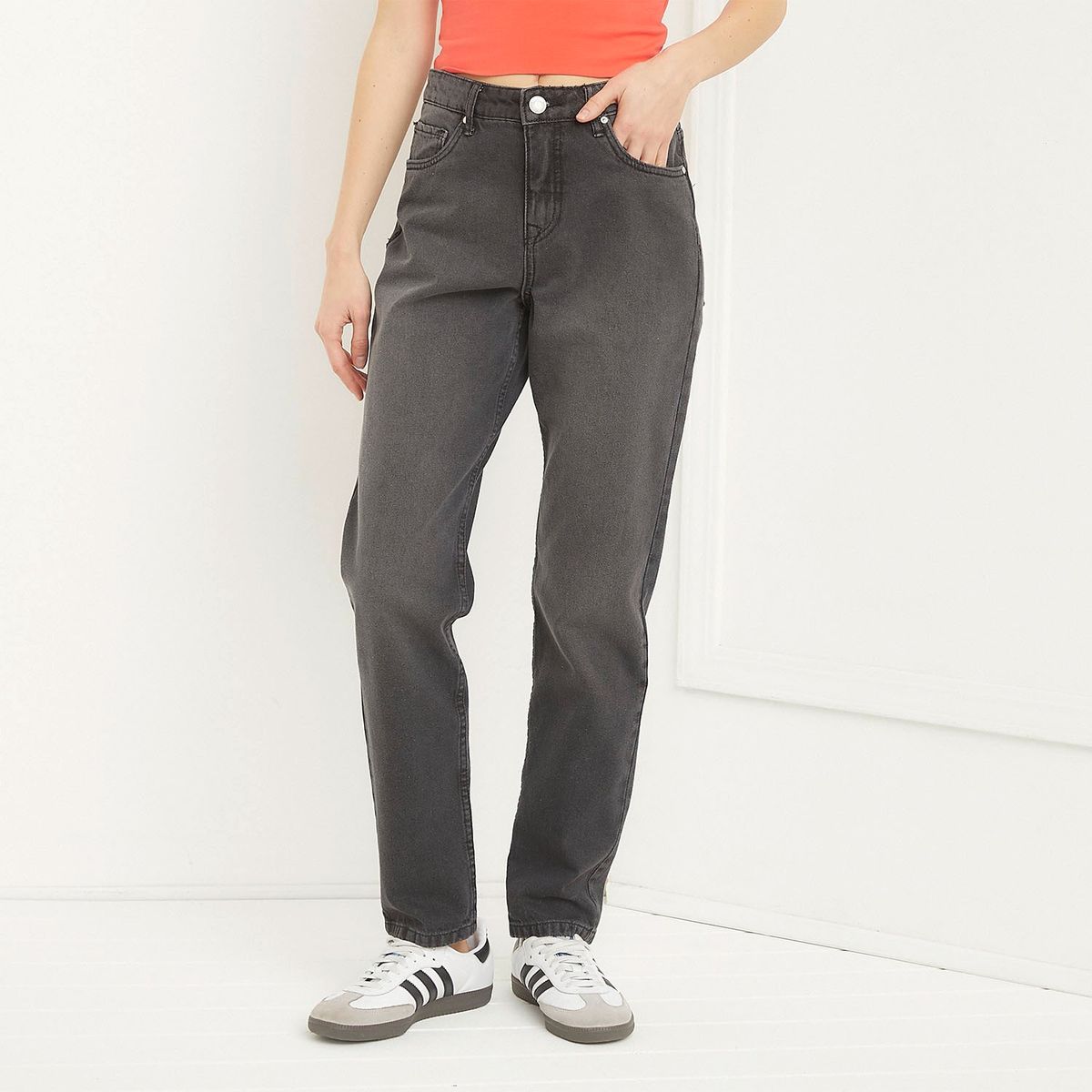 BASEMENT - Jeans Mom Medio Mujer Algodón