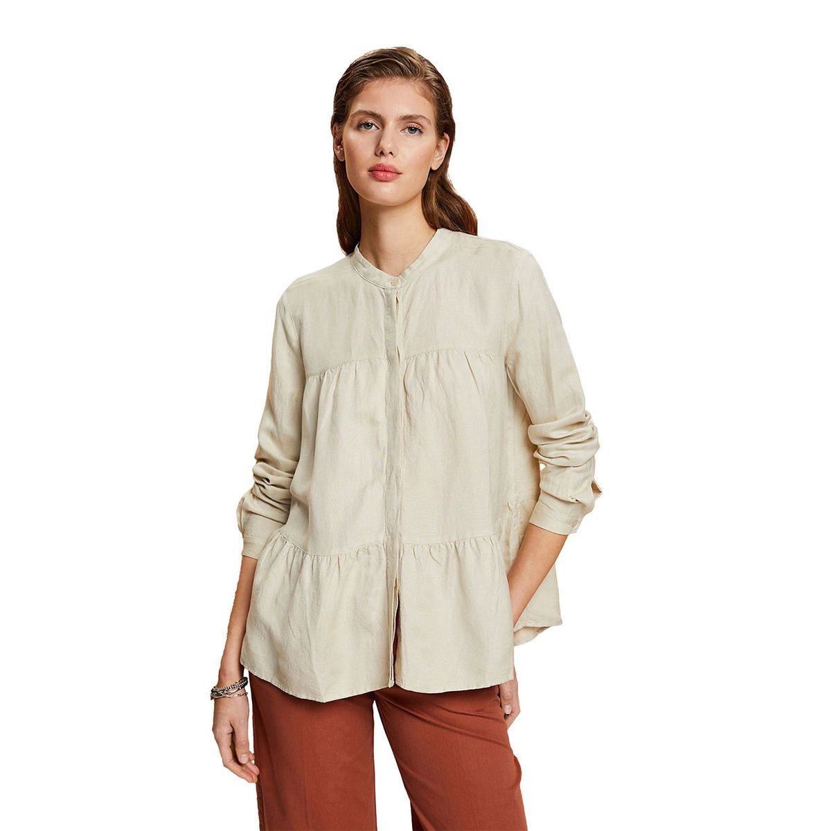 ESPRIT - Blusa Manga Larga Lino Mujer Esprit
