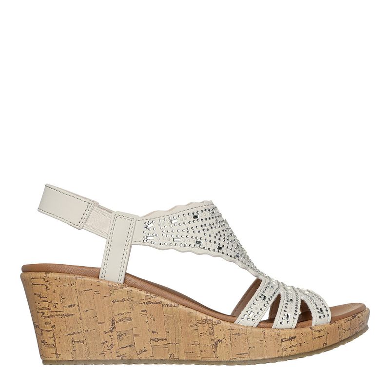 SKECHERS - Sandalia de cuña Skechers para Mujer Blancas con Pedrería
