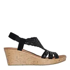 SKECHERS - Sandalia de Plataforma Mujer Negras con Pedrería