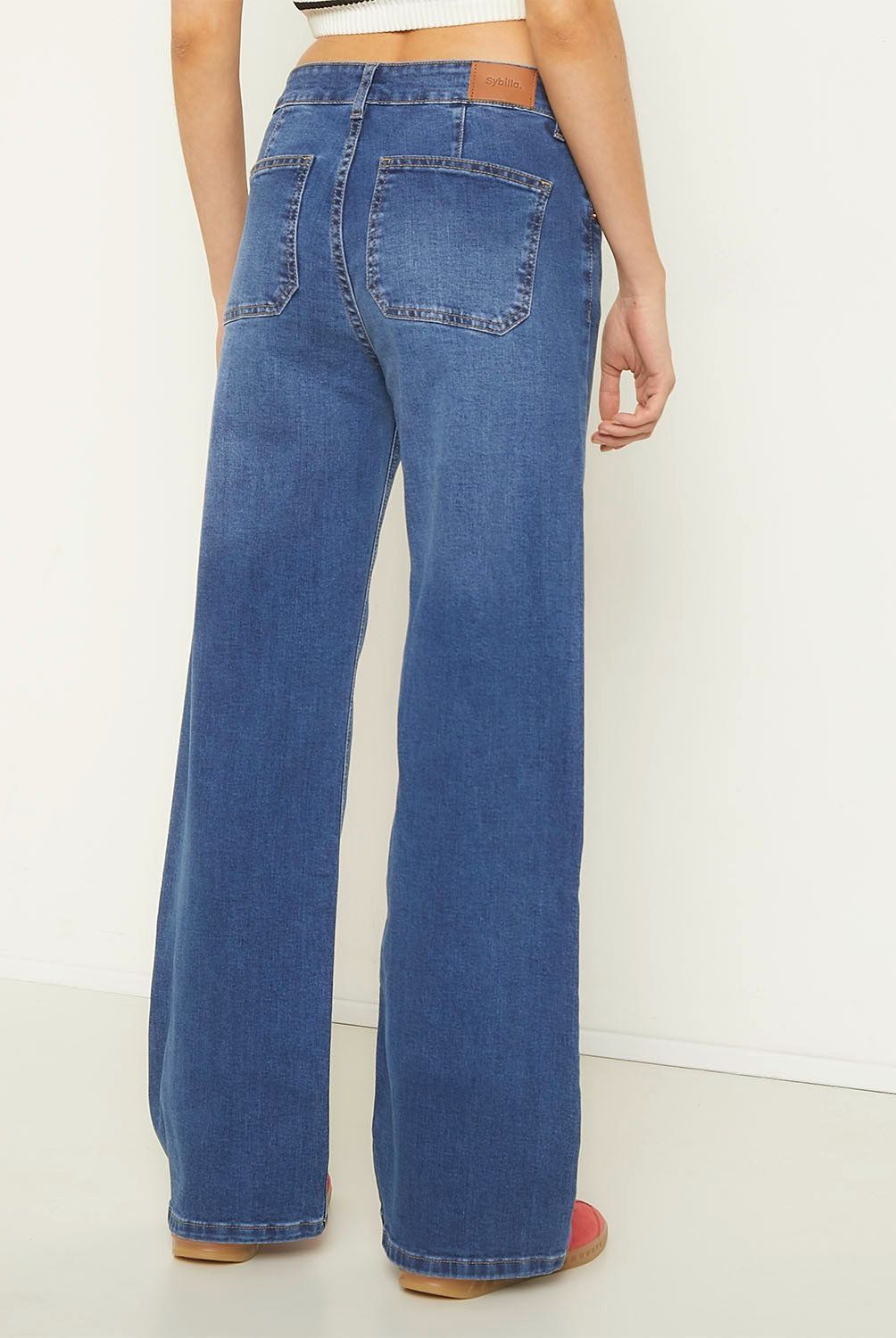 SYBILLA - Jeans Wide Leg Tiro Alto Mujer Sybilla
