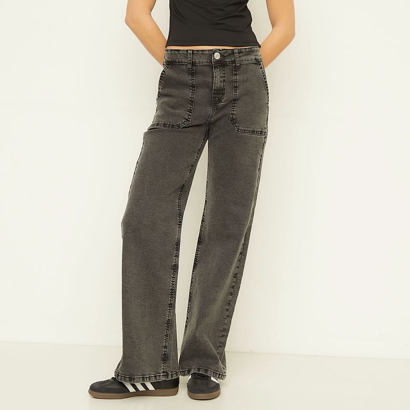 SYBILLA - Jeans Wide Leg Tiro Alto Mujer Sybilla